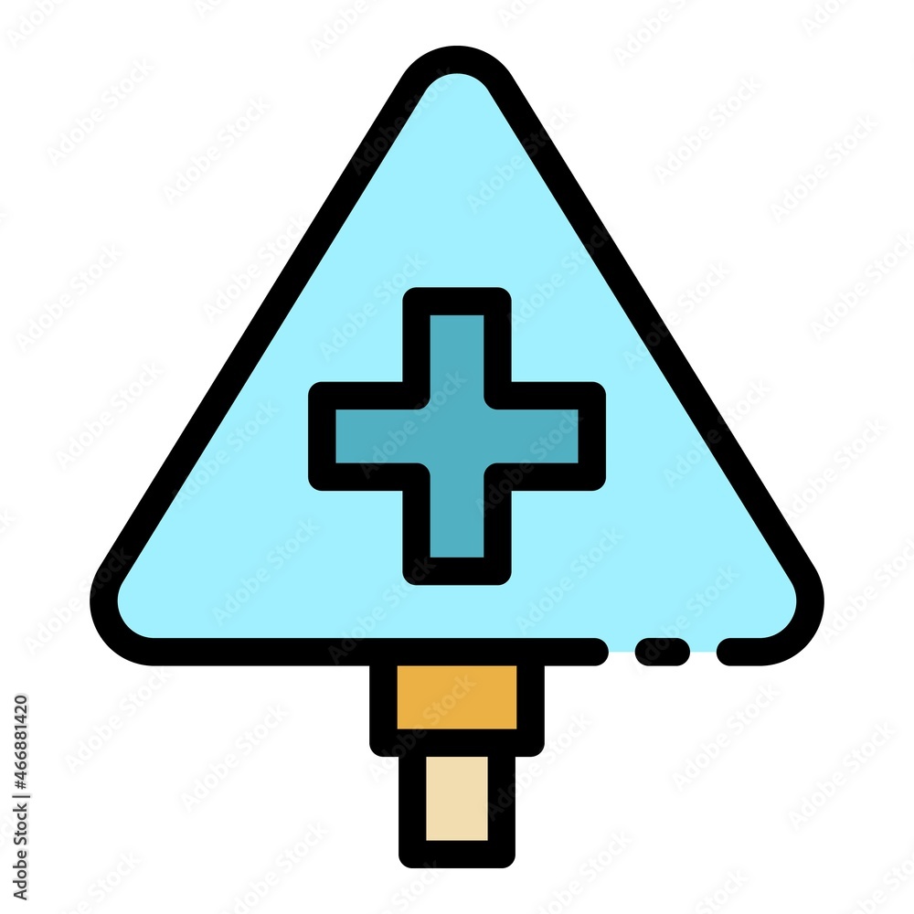 Obraz premium Road indicator icon. Outline road indicator vector icon color flat isolated