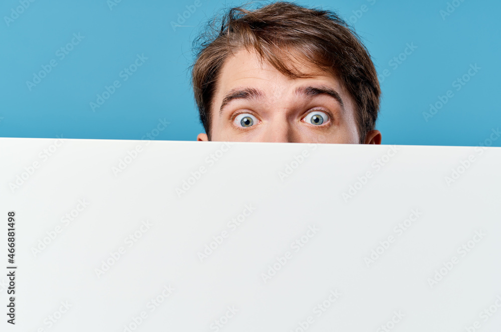 manager advertising white banner presentation isolated background manager advertising white banner presentation isolated background