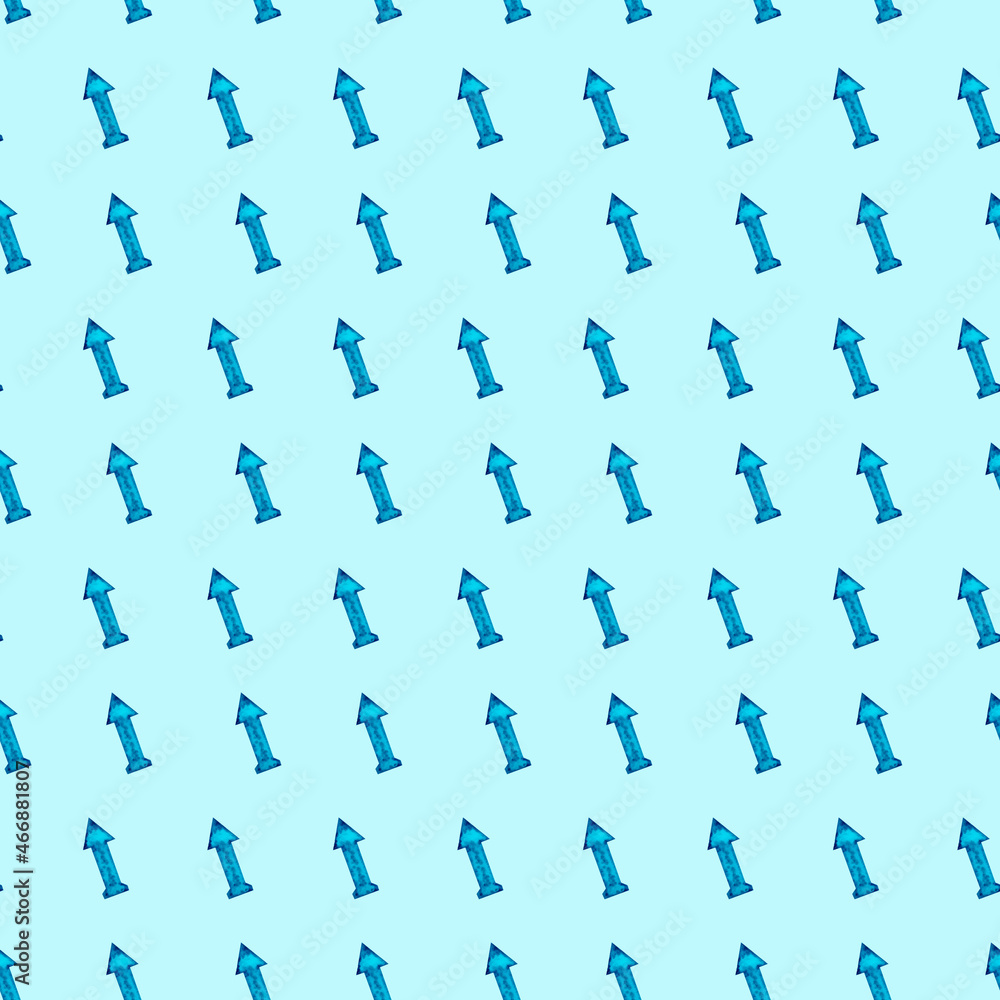Watercolor pattern with blue arrows on a blue background Watercolor pattern with blue arrows on a blue background