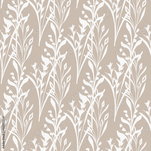 Doodle herbs and plants seamless pattern. Organic textile and wrapping paper background. Seamless texture with nature elements. © Creative Journey