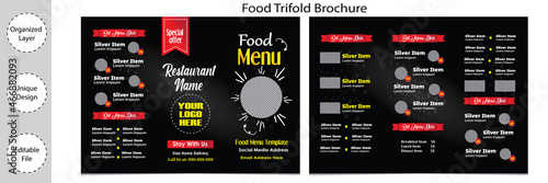 Trifold fast food healthy meal delicious food menu design for restaurant