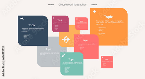 infographic design with many colors that used for Process and option pannel on white background and Infographic.eps
