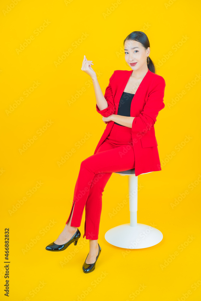 Portrait beautiful young asian woman smile with action Portrait beautiful young asian woman smile with action