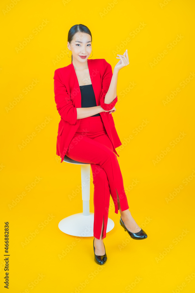 Portrait beautiful young asian woman smile with action Portrait beautiful young asian woman smile with action