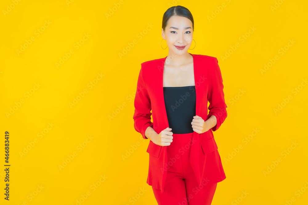 Portrait beautiful young asian woman smile with action Portrait beautiful young asian woman smile with action