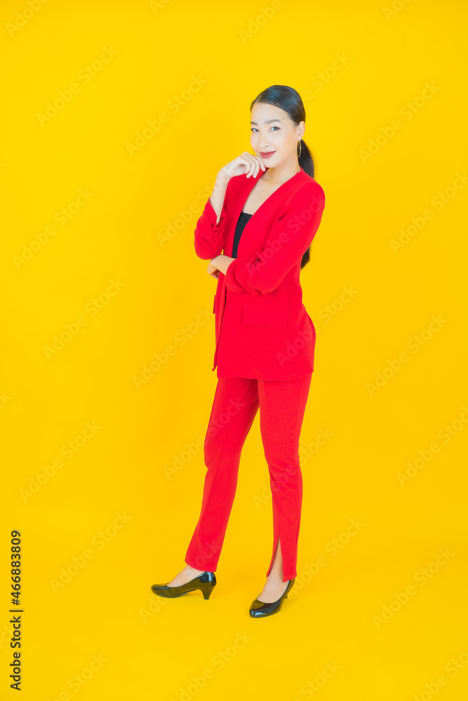 Portrait beautiful young asian woman smile with action Portrait beautiful young asian woman smile with action