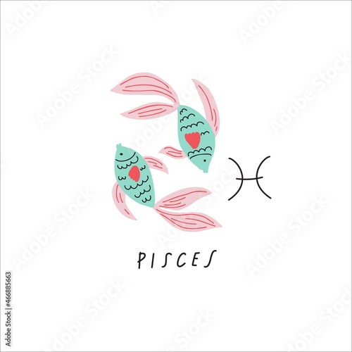 Pisces zodiac sign icon. Stylized vector illustration