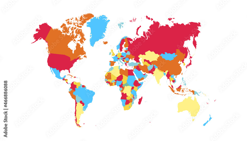 Fototapeta premium World map. Color vector modern. Silhouette map.