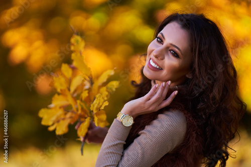 Beautiful woman in autumn colors