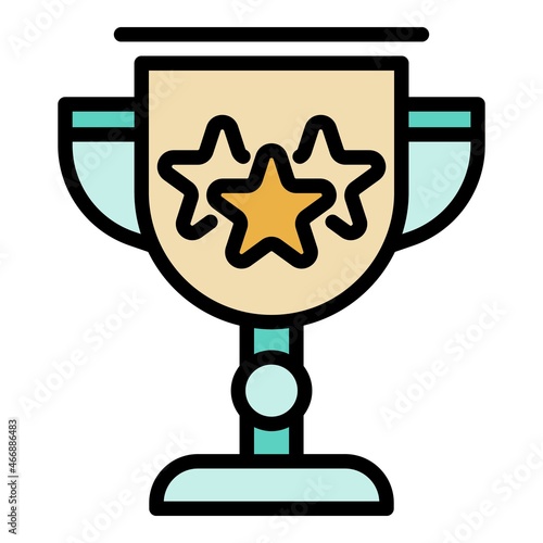 Award cup icon. Outline award cup vector icon color flat isolated