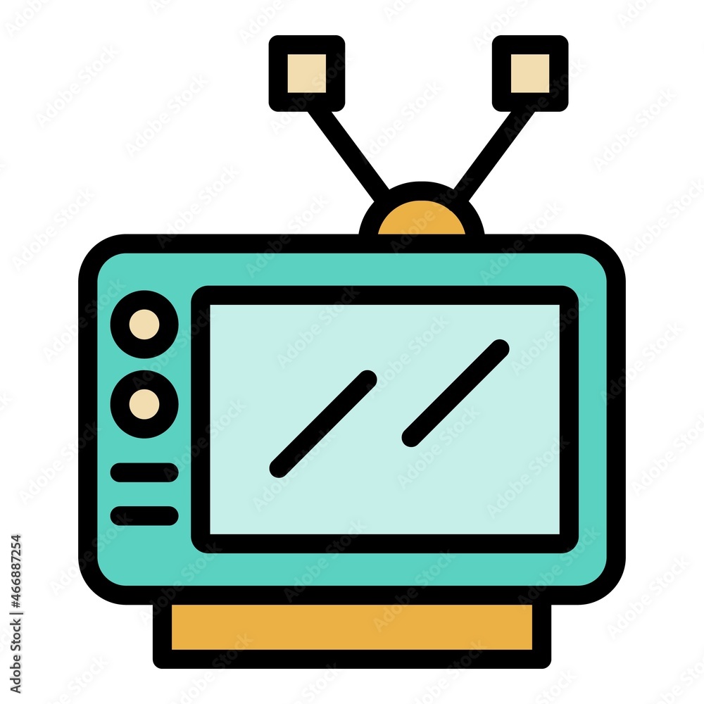 Tv device icon. Outline tv device vector icon color flat isolated Tv device icon. Outline tv device vector icon color flat isolated