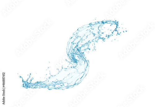 blue water splash isolated on white background