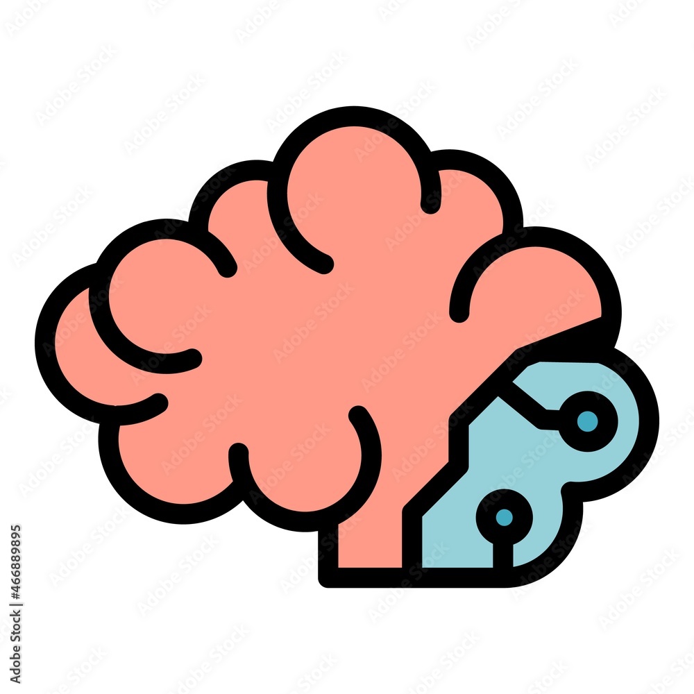 Handicapped brain icon. Outline handicapped brain vector icon color flat isolated Handicapped brain icon. Outline handicapped brain vector icon color flat isolated