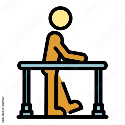Rehabilitation walking icon. Outline rehabilitation walking vector icon color flat isolated