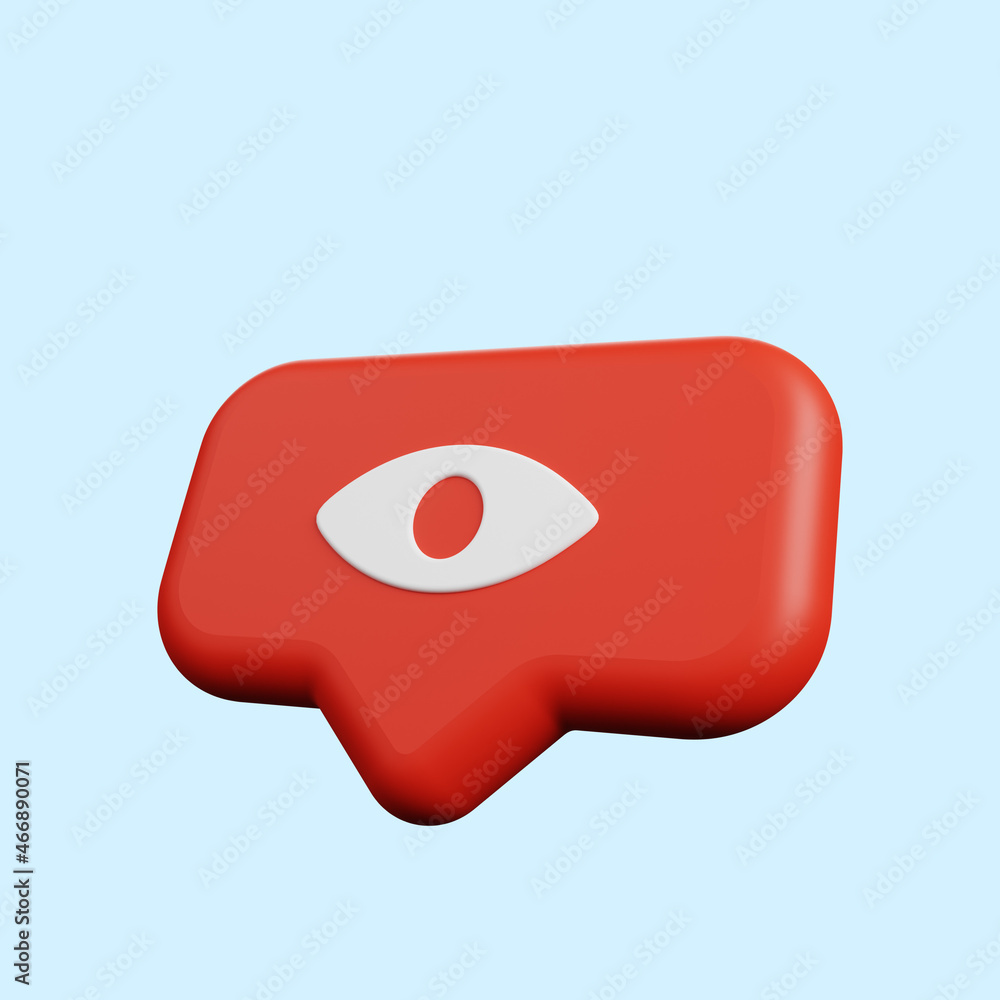 3d illustration of social media notification concept slightly tilted icon view 3d illustration of social media notification concept slightly tilted icon view
