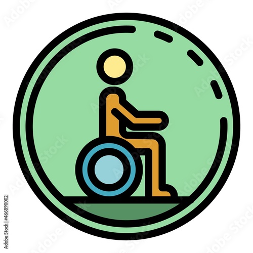 Handicapped wheelchair icon. Outline handicapped wheelchair vector icon color flat isolated