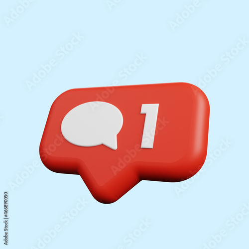 3d illustration of social media notification concept slightly tilted icon comment © Anggel