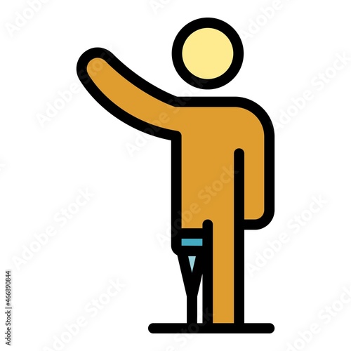 Amputated leg icon. Outline amputated leg vector icon color flat isolated