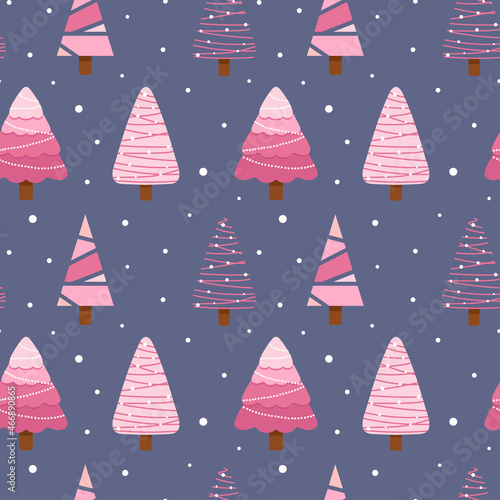Seamless christmas pattern. Background with christmas trees. Perfect for wrapping paper, greeting cards, textile.