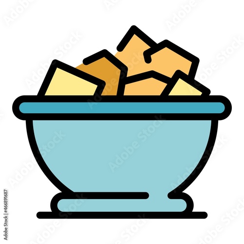 Greek fresh salad icon. Outline greek fresh salad vector icon color flat isolated