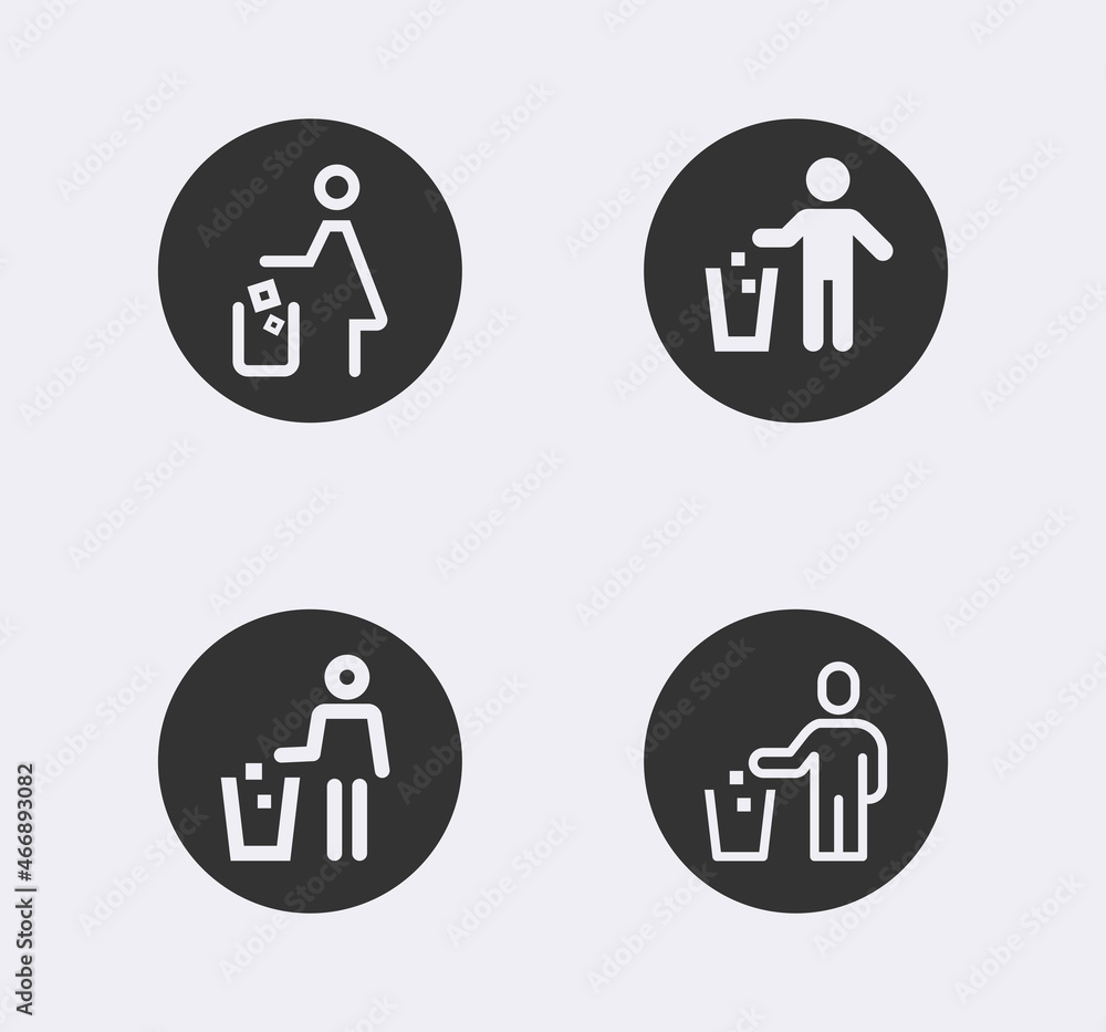 People drop garbage line icon design vector. Trash bin sign symbol. People drop garbage line icon design vector. Trash bin sign symbol.