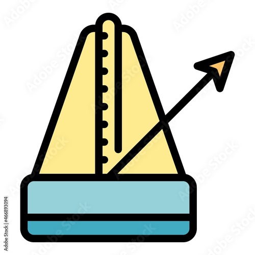 Metronome icon. Outline metronome vector icon color flat isolated