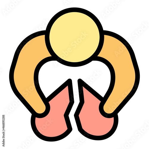 Heartbroken human icon. Outline heartbroken human vector icon color flat isolated