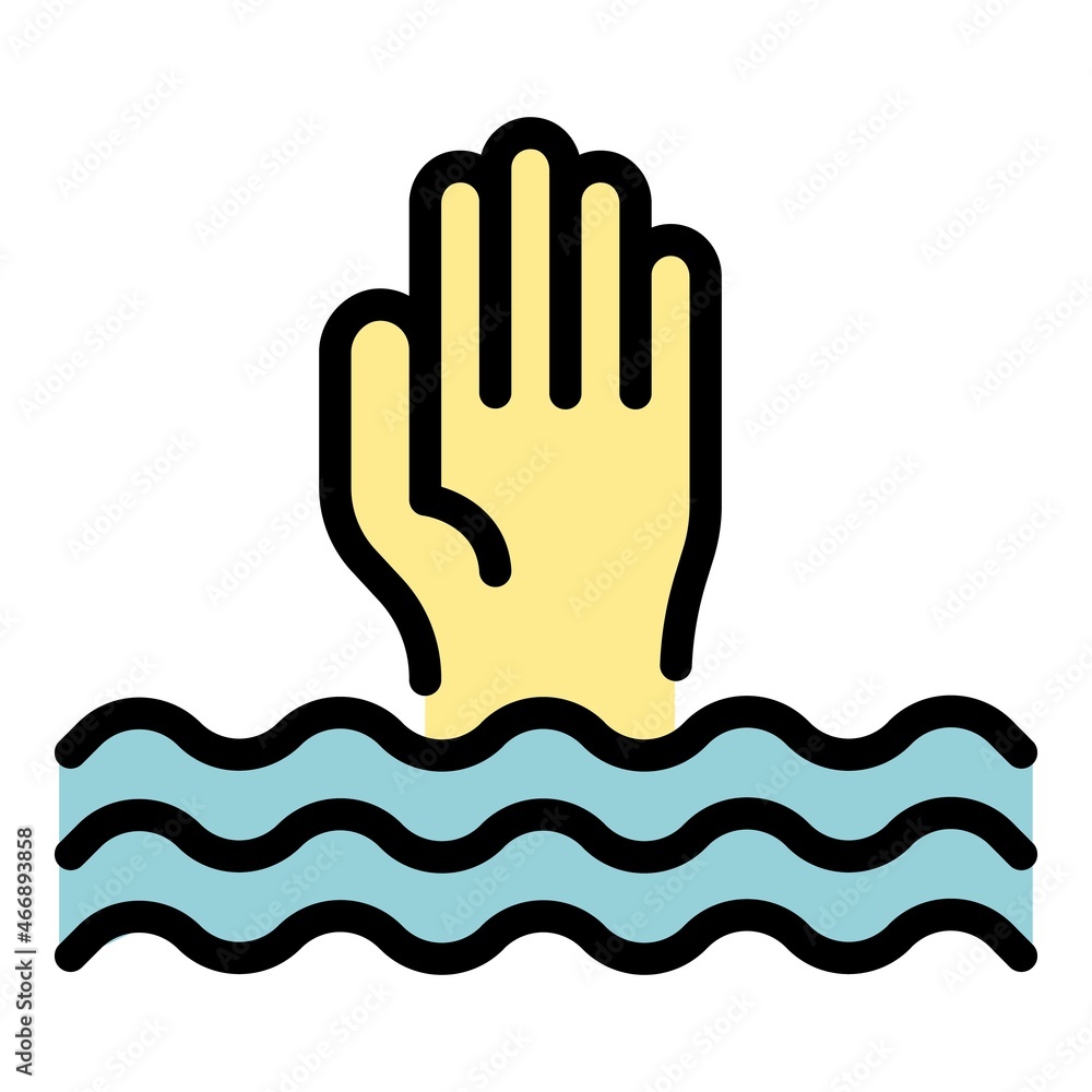 Drowned man icon. Outline drowned man vector icon color flat isolated Drowned man icon. Outline drowned man vector icon color flat isolated
