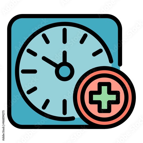Health time icon. Outline health time vector icon color flat isolated