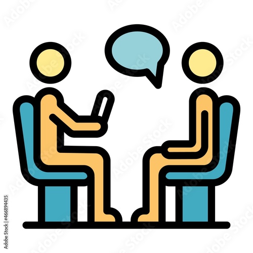 Psychologist session icon. Outline psychologist session vector icon color flat isolated