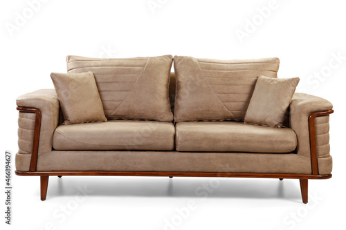 Modern comfortable furniture on white background . front view