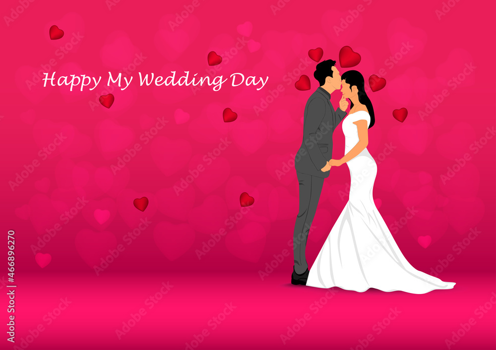 graphics image Bride And Groom Couple Wedding Dress vector illustration with heart valentine day copy for text graphics image Bride And Groom Couple Wedding Dress vector illustration with heart valentine day copy for text