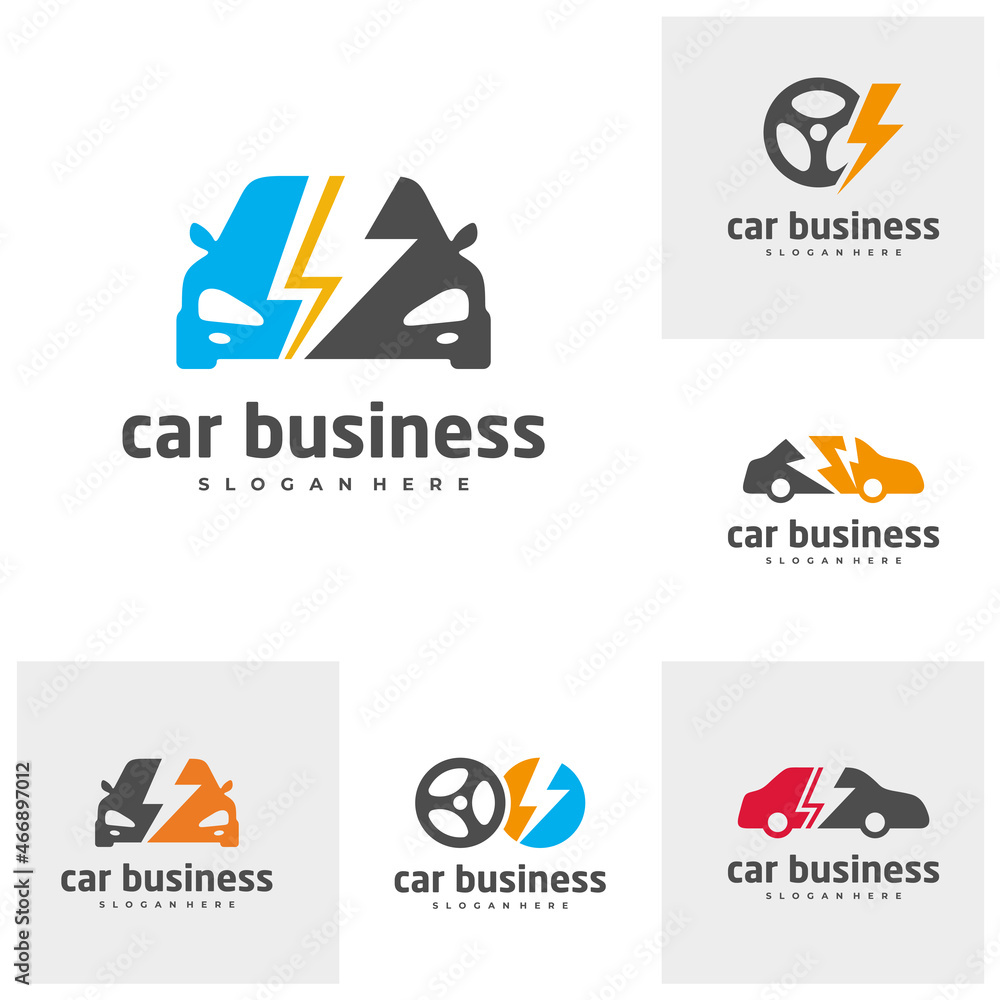 Set of Electric Car logo vector template, Creative Fast Car logo design concepts Set of Electric Car logo vector template, Creative Fast Car logo design concepts