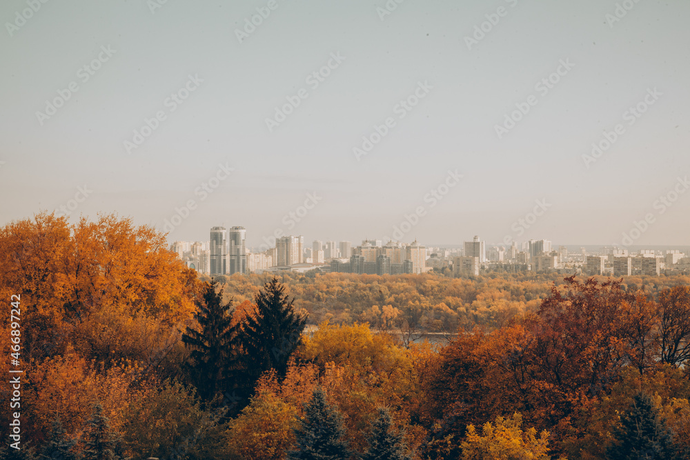 autumn city panorama landscape, Kiev, Ukraine, Urban background