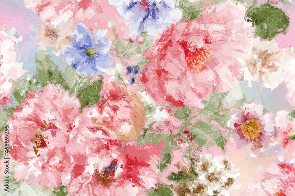 Beautiful oil painting flower illustration Beautiful oil painting flower illustration