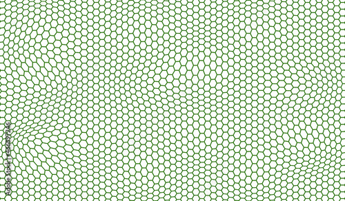 White background and green hexagonal waves