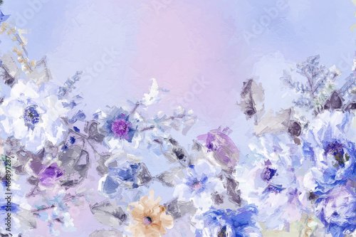 Beautiful oil painting flower illustration