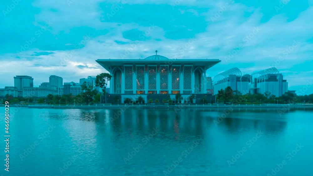 Unique structure of Mosque at Putrajaya during sunrise