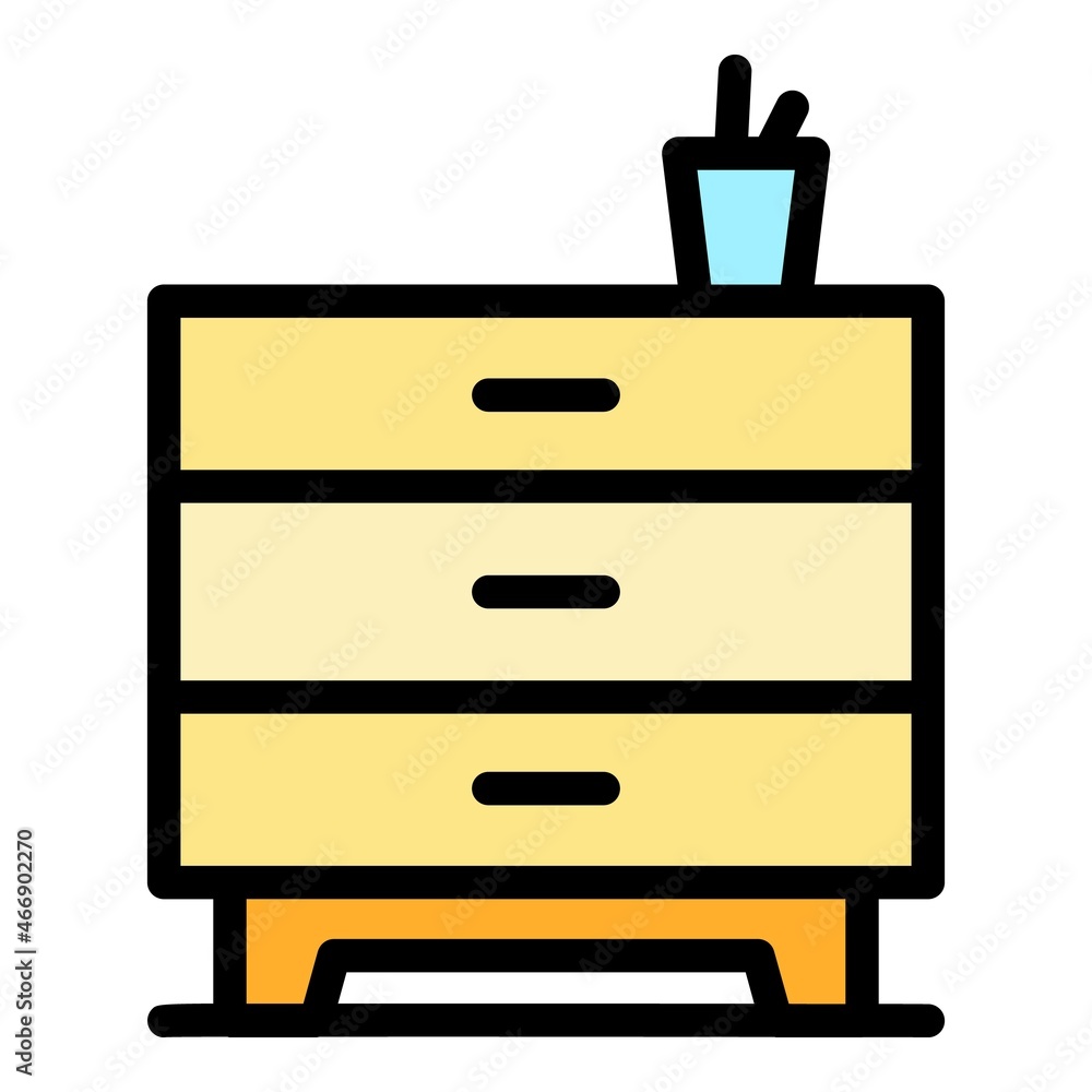 Home office drawer icon. Outline home office drawer vector icon color flat isolated Home office drawer icon. Outline home office drawer vector icon color flat isolated