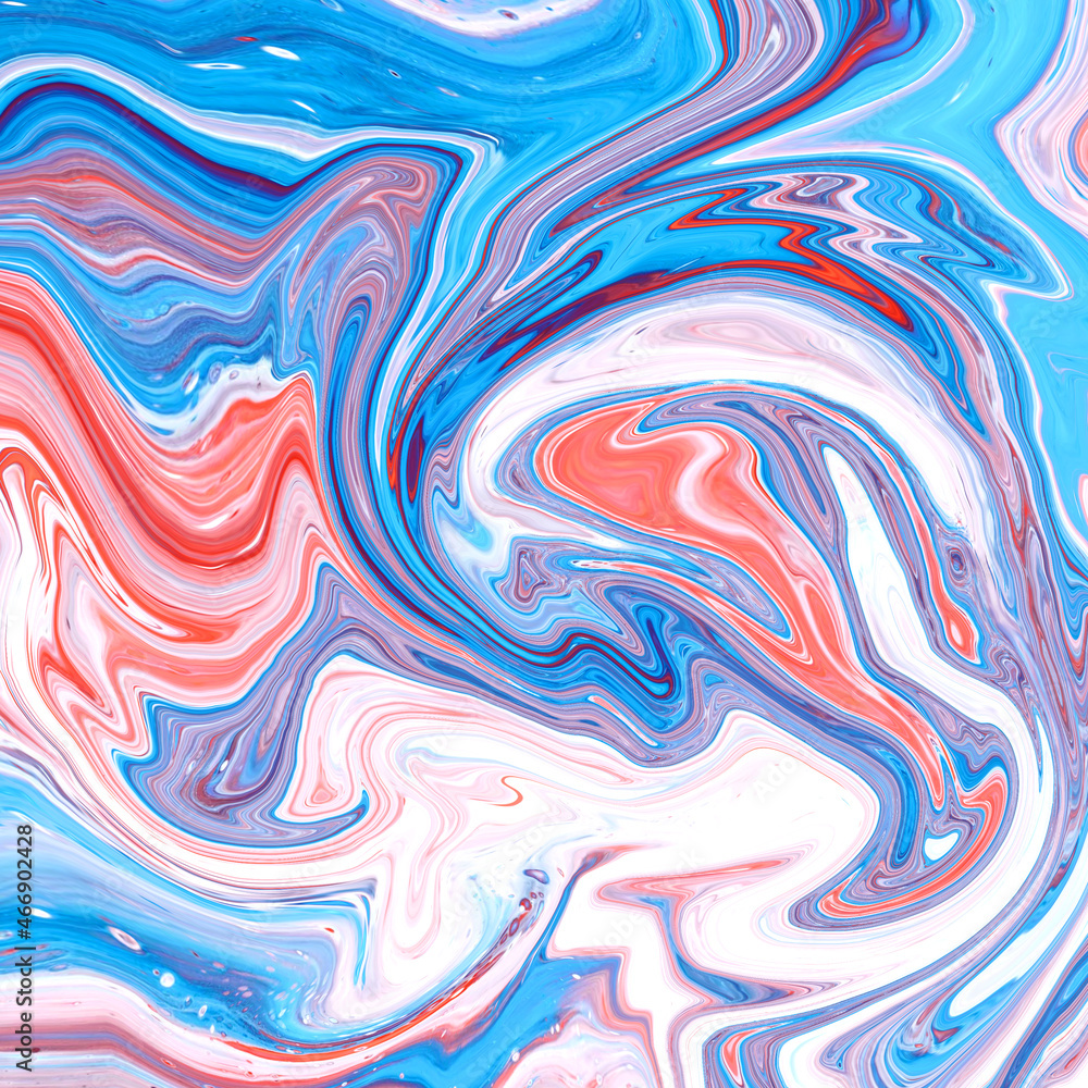 Başlık: Hand Painted Background With Mixed Liquid Paints. Abstract Fluid Acrylic Painting. Marbled Blue And Orange Color Abstract Background. Liquid Marble Pattern.