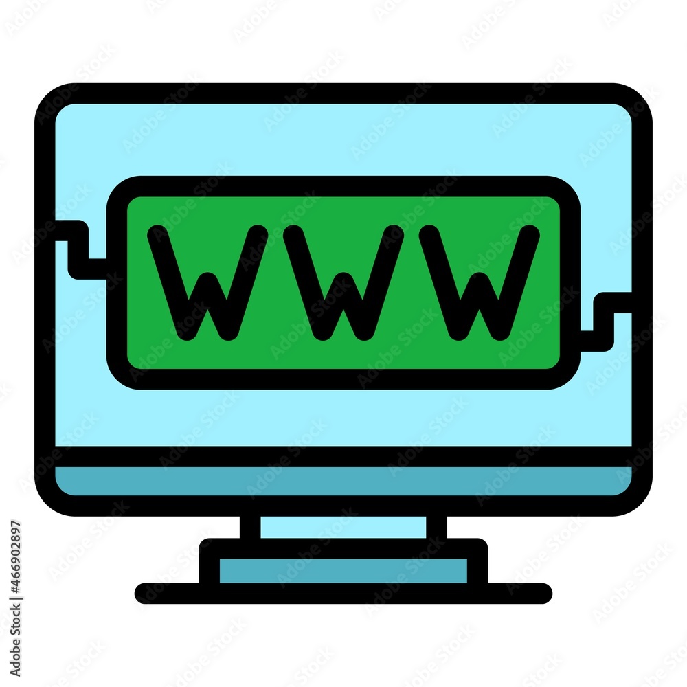 Home office web site icon. Outline home office web site vector icon color flat isolated Home office web site icon. Outline home office web site vector icon color flat isolated