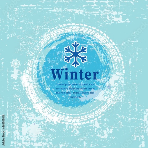 Circle ice tire treads. Car wheel. Vector background