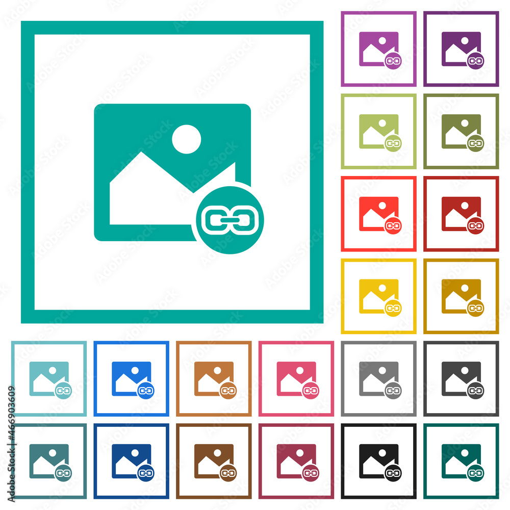 Link image flat color icons with quadrant frames Link image flat color icons with quadrant frames