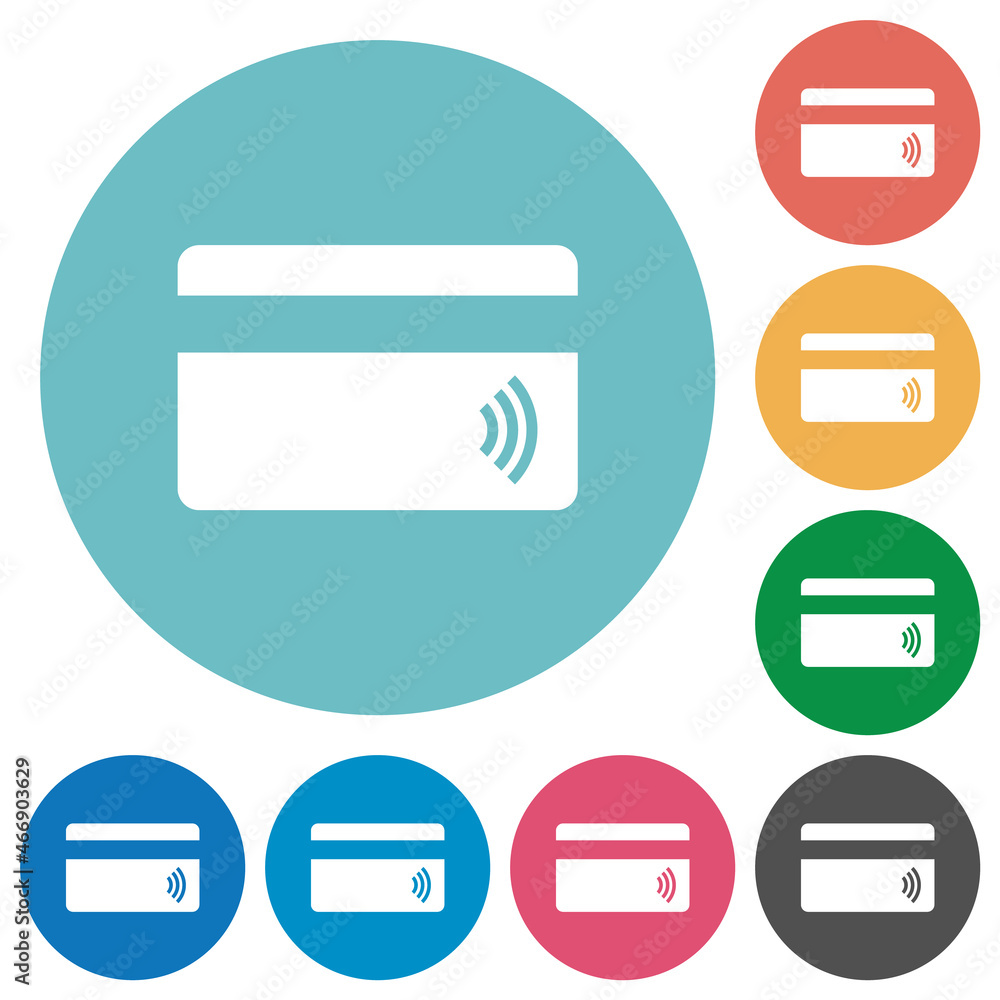 Contactless credit card flat round icons Contactless credit card flat round icons