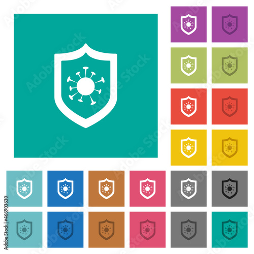 Covid protection square flat multi colored icons