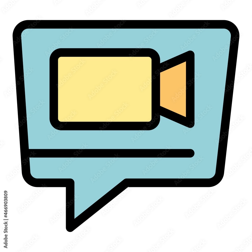 Video call icon. Outline video call vector icon color flat isolated Video call icon. Outline video call vector icon color flat isolated