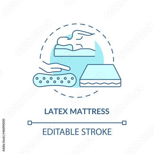 Latex mattress blue concept icon. Common mattress material abstract idea thin line illustration. Springy pad. Synthetic and rubber latex. Vector isolated outline color drawing. Editable stroke