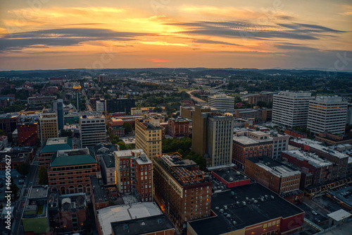 Aerial View of Knoxville, Tennessee during Dusk