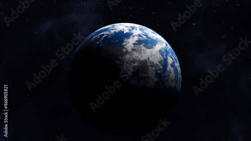 View of Earth in open space, illustration. Banner design © New Africa