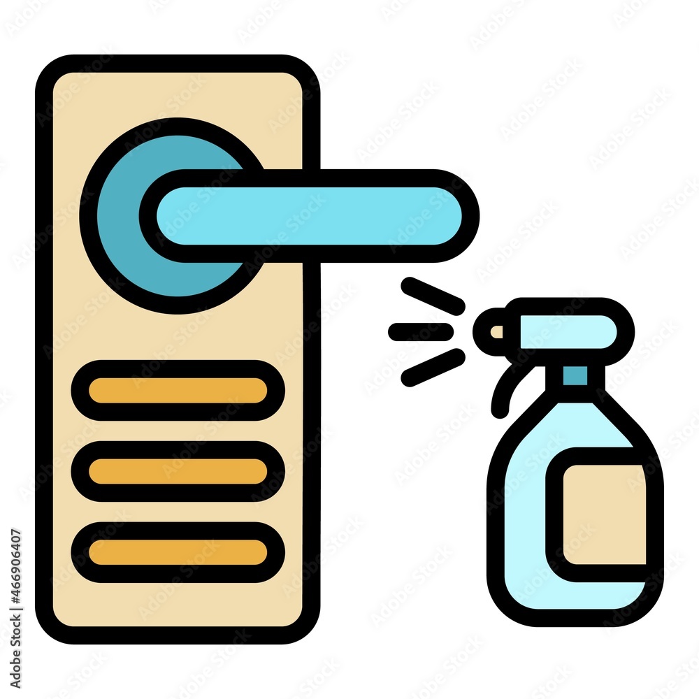 Door handle disinfection icon. Outline door handle disinfection vector icon color flat isolated Door handle disinfection icon. Outline door handle disinfection vector icon color flat isolated